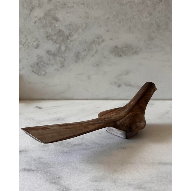 Vintage Solid Hand Carved Wood Roadrunner Bird For Sale - Image 4 of 9