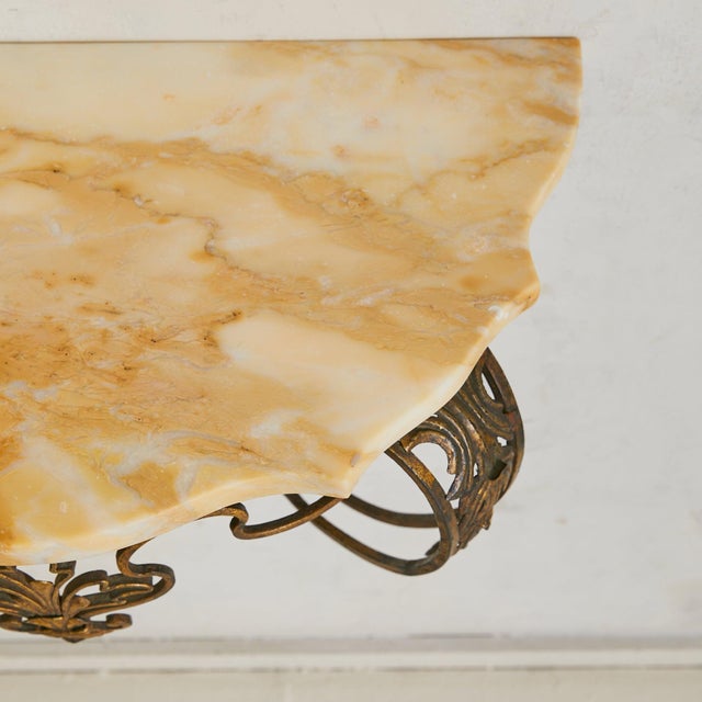 Petite French Brass + Marble Wall-Mounted Console, 1940s - 2 Available For Sale - Image 10 of 10