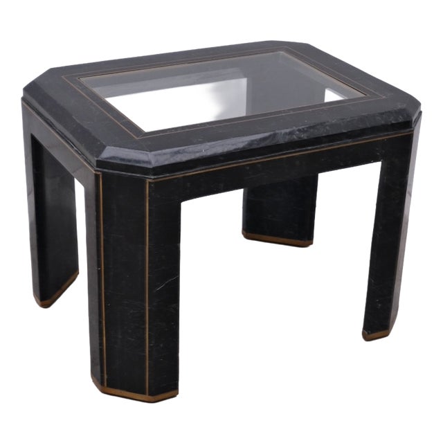 Side Table in Tessellated Green Marble, Glass and Brass, 1960 For Sale