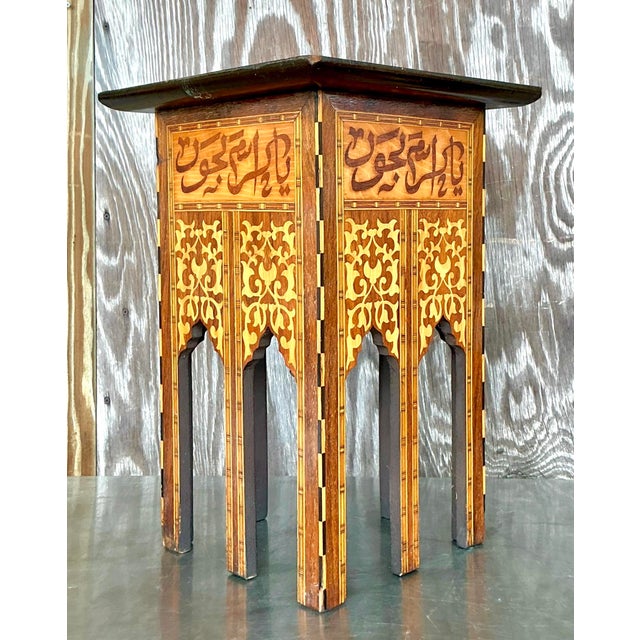 Brown Vintage Boho Inlay Drinks Table For Sale - Image 8 of 12