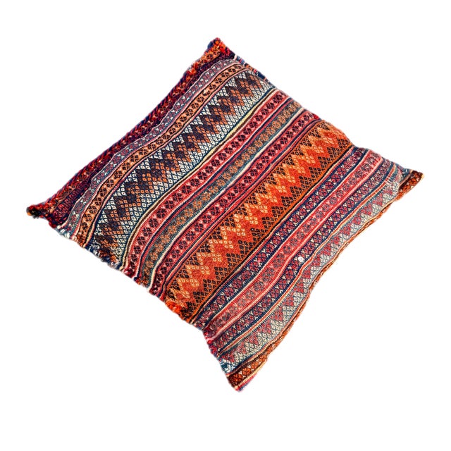 A pair of oversized pillows made from a vintage Moroccan kilim. Circa mid 20th century.
