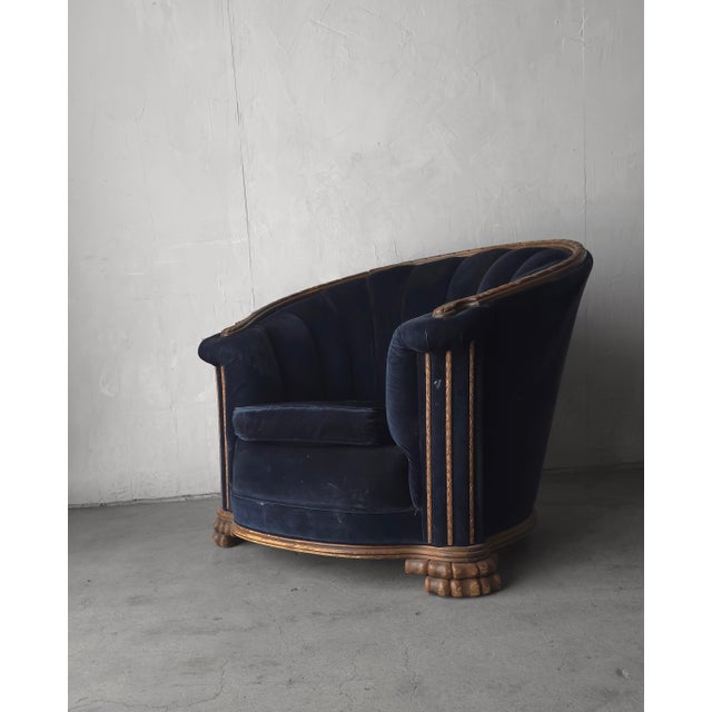 Antique 1930's French Art Deco Club Chair For Sale - Image 4 of 11