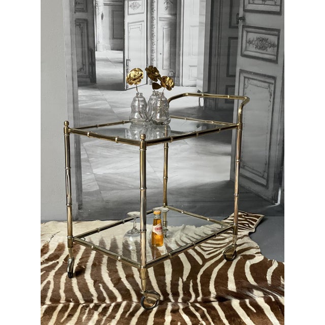 Vintage Golden Bar Cart For Sale - Image 5 of 6