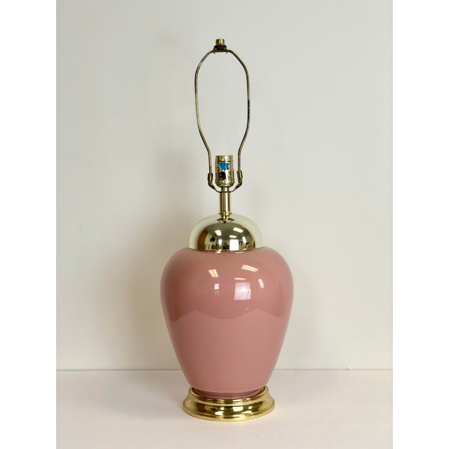 1980s Vintage Blush Pink Ceramic and Brass Table Lamps a Pair Chairish