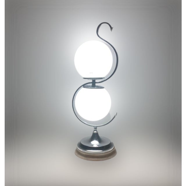 Italian Chrome and Opaline Glass Table Lamp, 1960s For Sale - Image 4 of 10