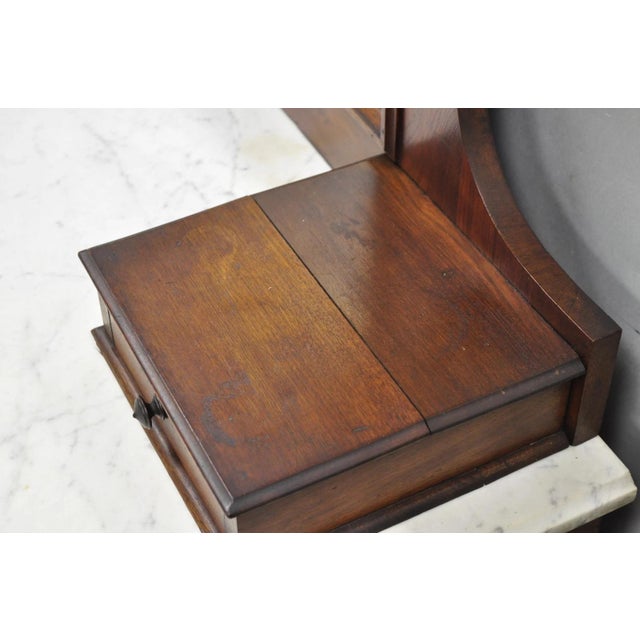 Antique Eastlake Victorian Carved Walnut Marble Top Washstand Dresser W/ Mirror For Sale - Image 13 of 18
