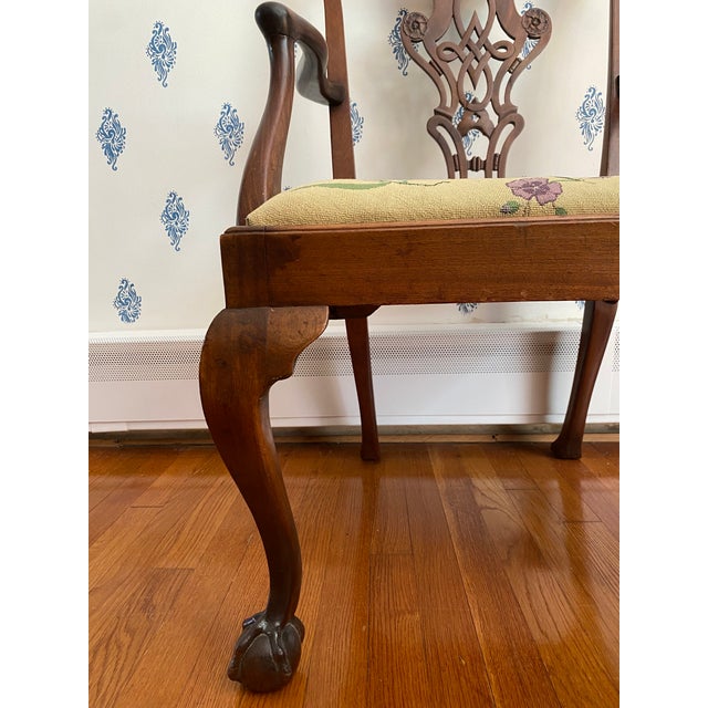 Mid 18th Century Antique Mid-1700s British Chippendale Mahogany Dining Chair With Arms For Sale - Image 5 of 18