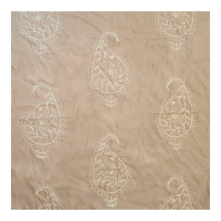 Vintage Lee Jofa "Siobhan" Chikankari Almond Embroidered Paisley Cotton Twill Fabric- 3 Yards For Sale
