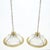 White Pair of Round Brass Ribbed Glass Long Chain Light Fixture Pendants MCM For Sale - Image 8 of 12