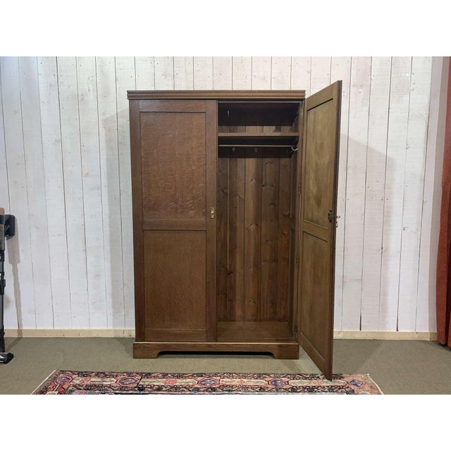Early 20th Century English Oak Wardrobe For Sale - Image 9 of 18