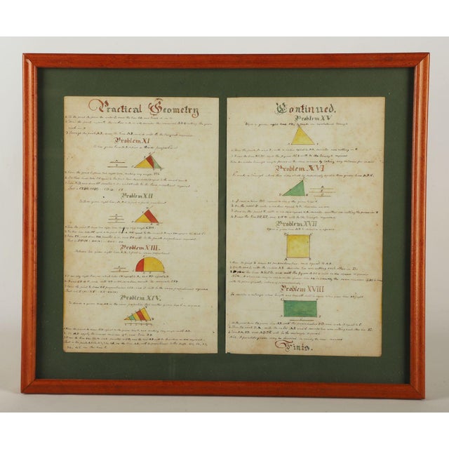 Paint Early 20th Century Framed and Illuminated Geometry Equations in Ink and Watercolor - Set of 9 For Sale - Image 7 of 7