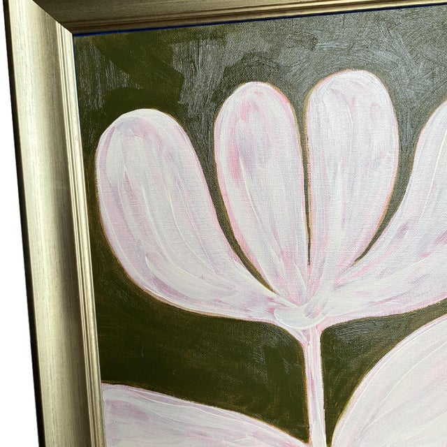 Original Tulip Flower Painting in Brushed Gold Frame, Oil on Canvas, 14.5" X 14.5" by Tatiana Duperault For Sale - Image 4 of 4