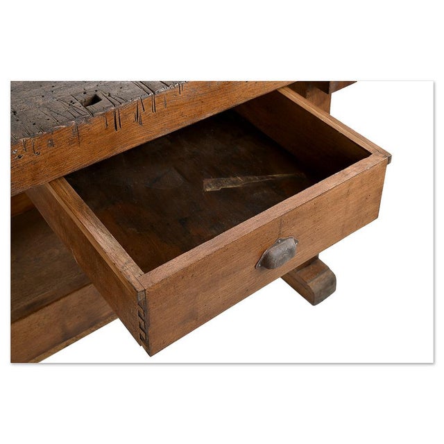 Artisanal Wooden Workshop Workbench For Sale - Image 6 of 10