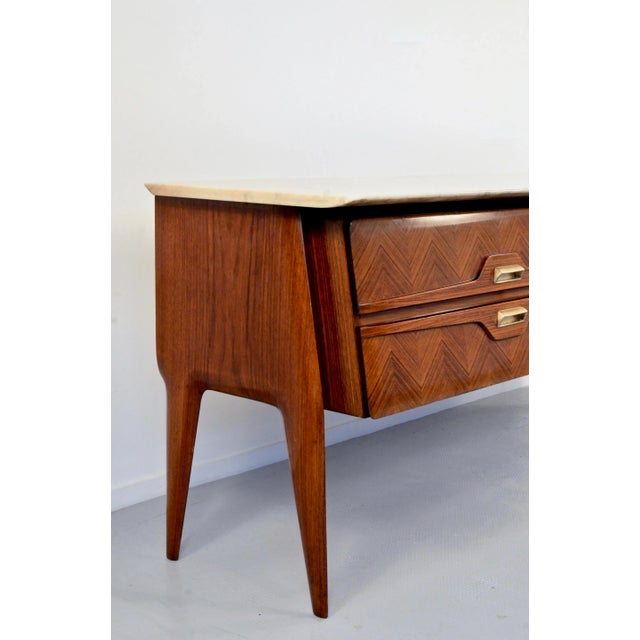 Metal Italian Carrara Marble and Brass Sideboard, 1960s For Sale - Image 7 of 15