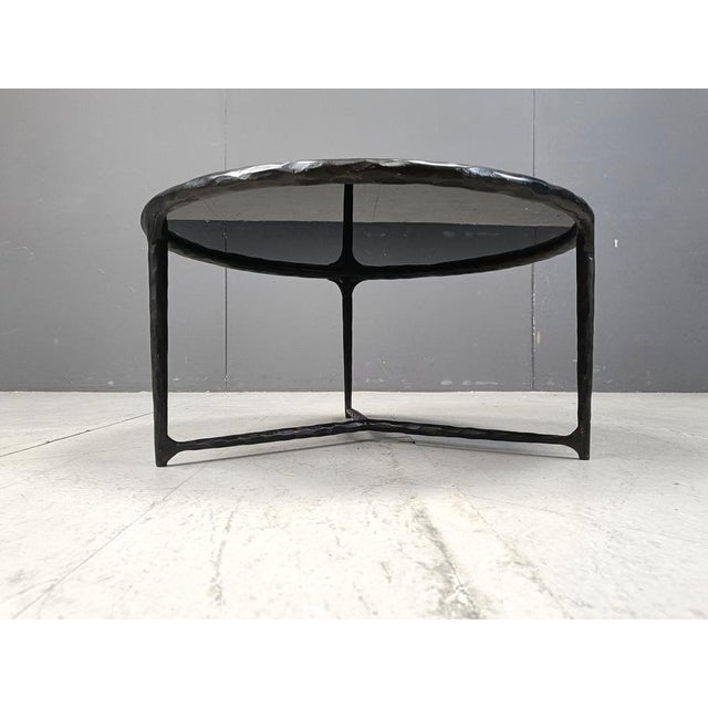 Brutalist Round Sculpted Steel Coffee Table, 1970s For Sale - Image 6 of 13
