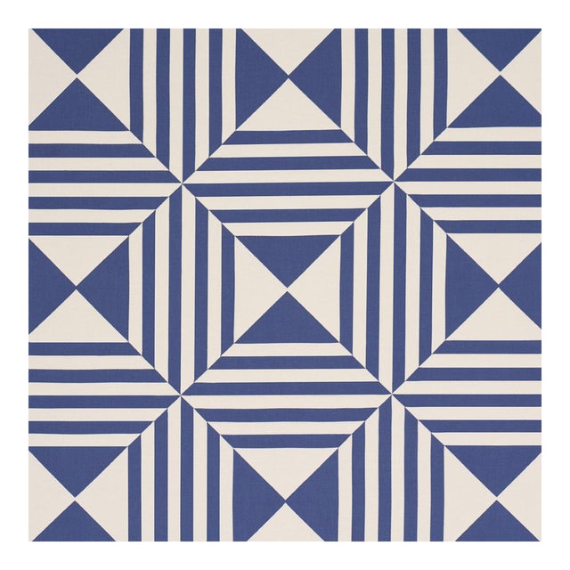 Sample - Schumacher Square In A Square Fabric in Navy For Sale