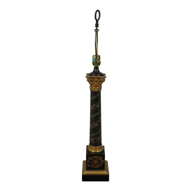 Neoclassical Paint Decorated Column Table Lamp For Sale