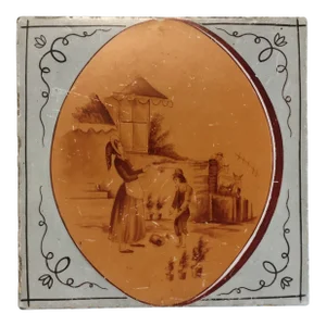Early 19th Century Hand Painted Country Scene Tile by Minton