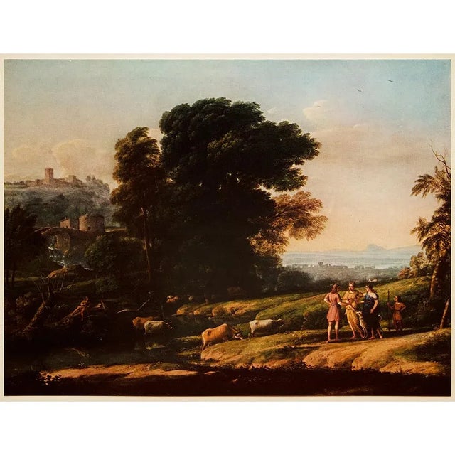 Army Green 1955 After Claude Lorrain "The Reconciliation of Cephalus and Procris", Vintage Full-Color Print For Sale - Image 8 of 8