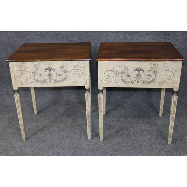 Pair 1970's Distressed Painted Venetian Style End Tables For Sale - Image 4 of 14