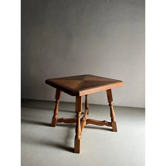 Carved Oak Square Side Table, the Netherlands, 1970s For Sale - Image 9 of 9