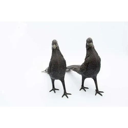 Chiseled Silver Pheasants with Long Tails, Set of 2 For Sale - Image 3 of 10