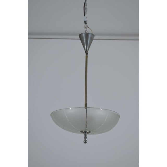Vintage Glass Disc Pendant Light, 1940s For Sale - Image 11 of 11