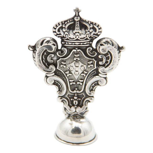 Silver Seal with Coat of Arms of Portugal For Sale
