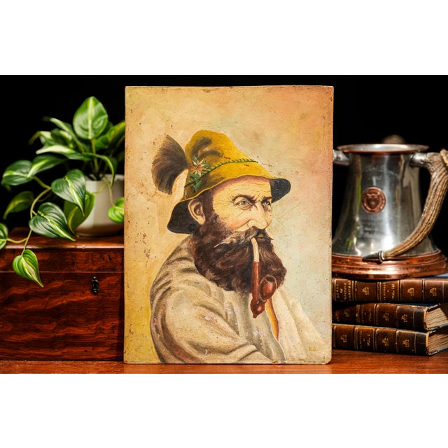 Bring timeless charm and character to your collection with this captivating antique oil painting, featuring a...