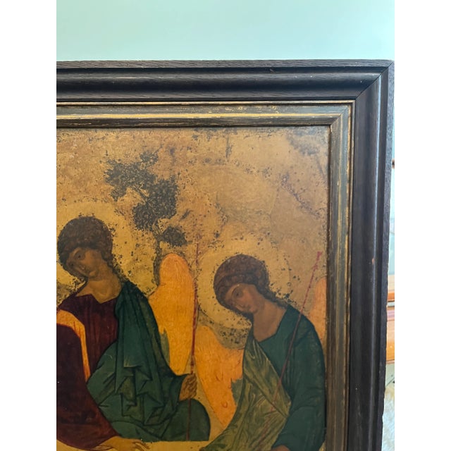 Gothic Late 19th Century Holy Trinity Russian Orthodox Icon- Andrei Rūblev For Sale - Image 3 of 9