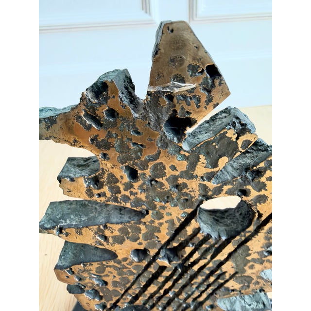 1970s Signed Vintage Brutalist Abstract Bronze Sculpture on Marble Base For Sale - Image 5 of 7