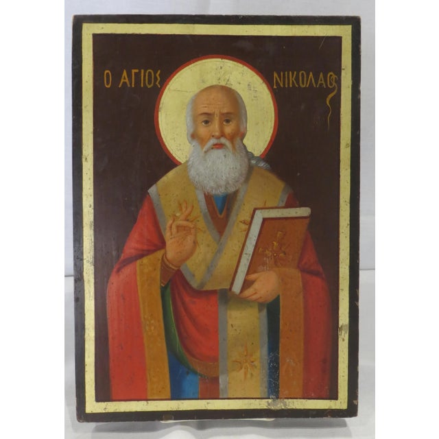 1900 - 1909 Circa 1900 Russian Icon Painting of St. Nicoli For Sale - Image 5 of 5
