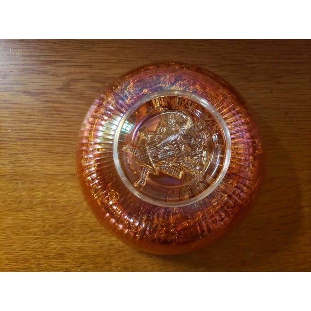 Vintage Imperial Glass Marigold Carnival Windmill Pattern Footed Bowl With Scalloped Edges For Sale - Image 4 of 6