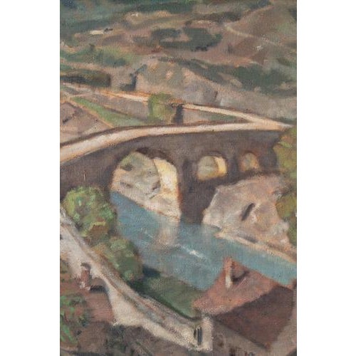 André Regagnon, Village View, Oil Painting on Canvas, Mid-20th Century, Framed For Sale - Image 5 of 10
