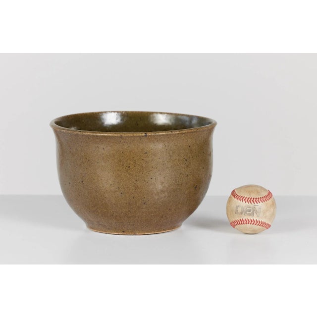 Hand thrown studio pottery planter by California ceramics artist Robert Maxwell, c.1970s. This example has a flared lip...