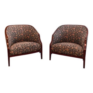 1970s Pair of Vintage Ward Bennett Lounge Chairs for Brickel Associates – Floral Upholstery For Sale