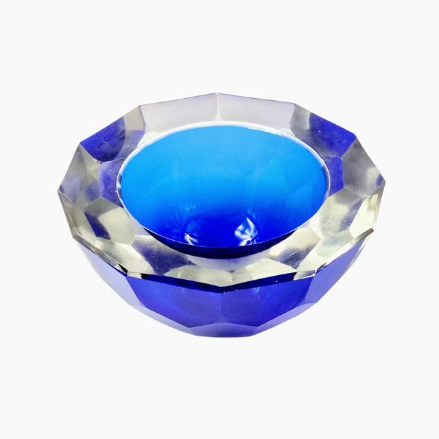 Blue Large Sommerso Faceted Murano Glass Catchall from Mandruzzato, Italy, 1970s For Sale - Image 8 of 8
