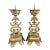 1970s Solid Brass Heavy Chinoiserie Pair of Candle Holders For Sale
