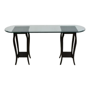 Vintage 1992 the Bombay Company Oval Glass Top Entry Console Table