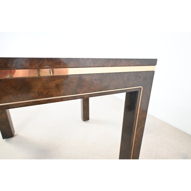 Brown Mastercraft Burled Elm and Brass Accent Side Table For Sale - Image 8 of 18