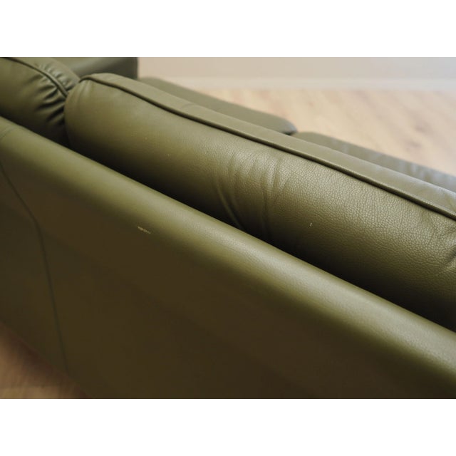 Danish Green Leather Sofa, Denmark, 1970s For Sale - Image 11 of 15