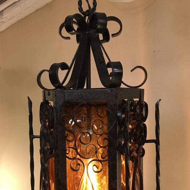Mexican Mid Century Wrought Iron Hanging Lamp | Chairish