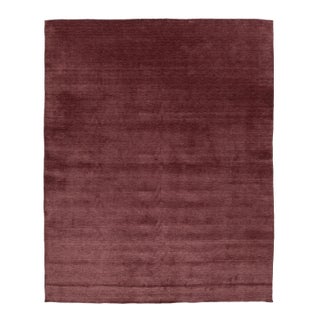 Apadana's Modern Gabbeh Hand-Loom Wool Area Rug in Deep Plum 12x15 For Sale