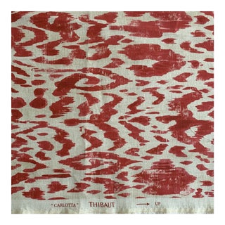 Red Thibaut “Carlotta” Ikat Linen Fabric- 1 Plus Yard For Sale
