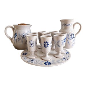 Vintage La Roue Vallauris French Pottery Serving Set — 11 Pieces