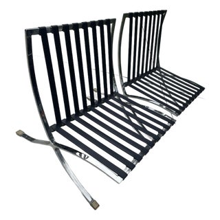 Pair of 1970s Barcelona Chrome and Leather Lounge Chair. In the Style of Ludwig Mies Van Der Rohe For Sale