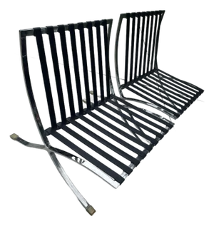 Pair of 1970s Barcelona Chrome and Leather Lounge Chair. In the Style of Ludwig Mies Van Der Rohe