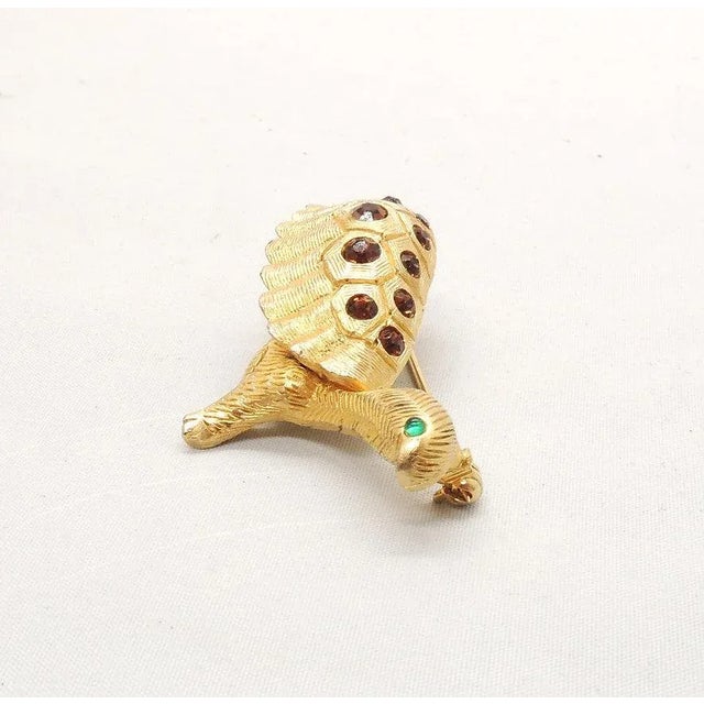 Metal Vintage Signed DeNicola Rhinestone Turtle Brooch For Sale - Image 7 of 9