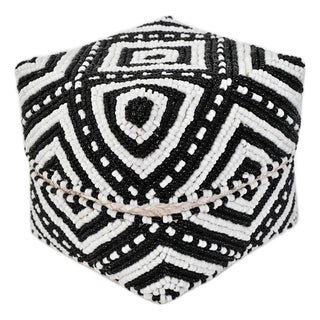 Bamboo Beaded Vintage Black & White Box X-Small For Sale