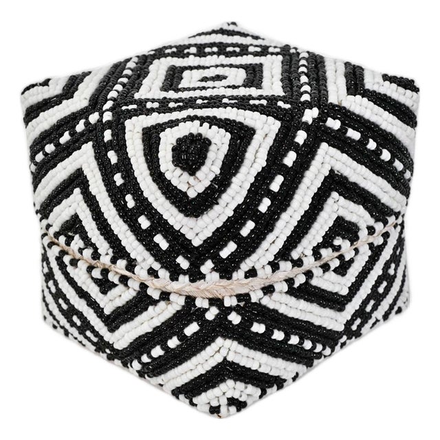 Bamboo Beaded Vintage Black & White Box X-Small For Sale